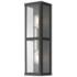 1 Light Black Outdoor ADA Wall Lantern with Brushed Nickel Finish Accents