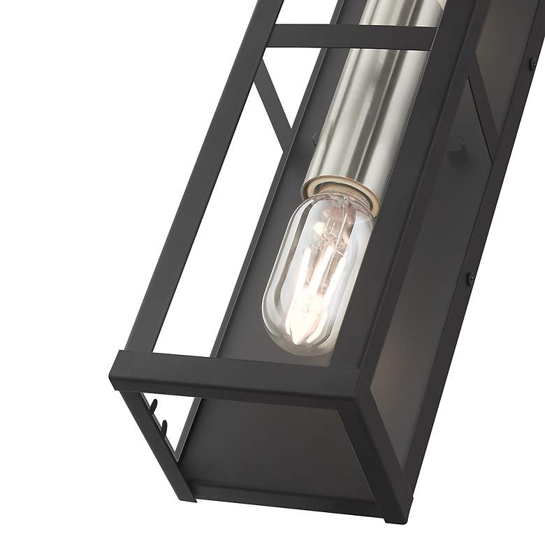 Image 7 1 Light Black Outdoor ADA Wall Lantern with Brushed Nickel Finish Accents more views
