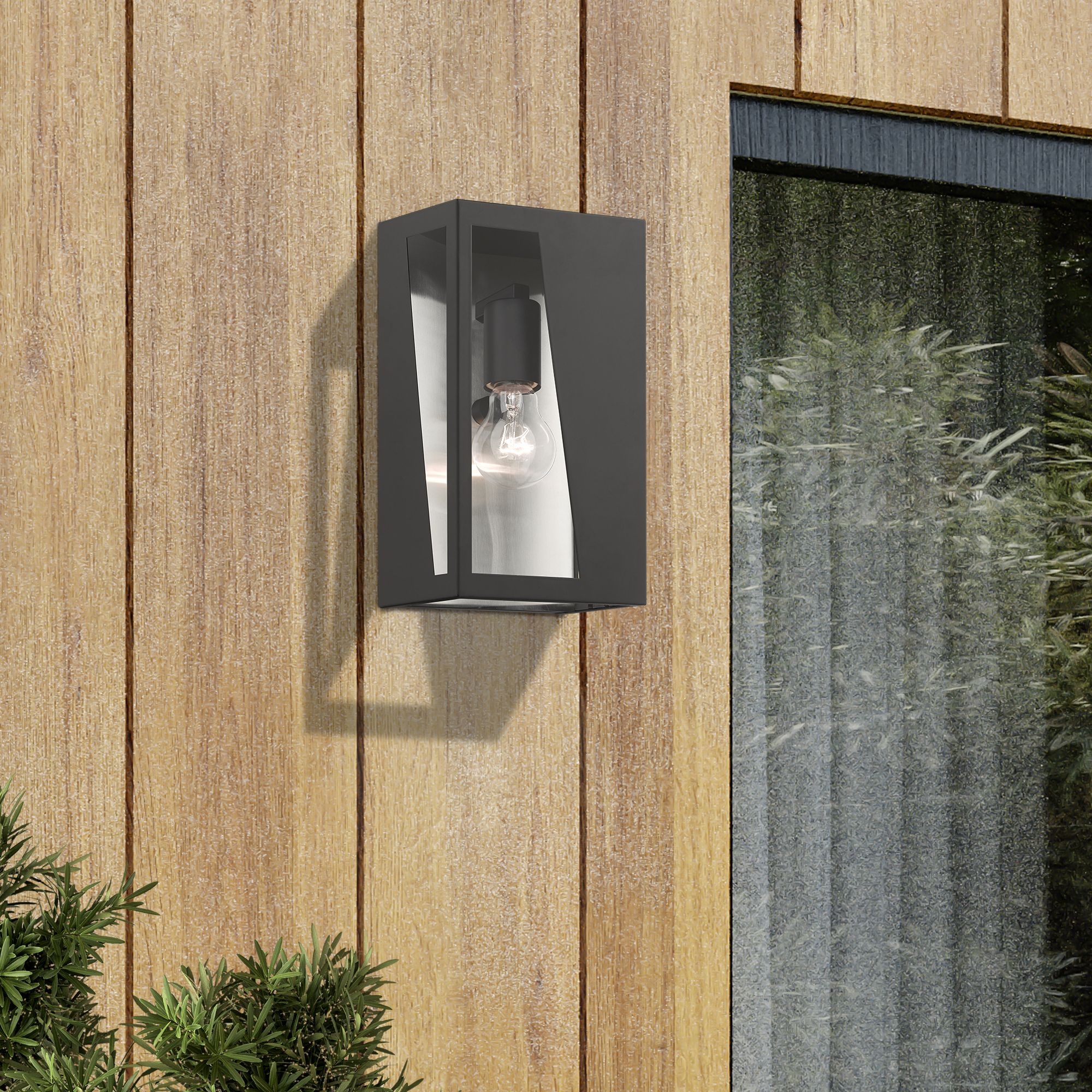 1 Light Black Outdoor Medium ADA Wall Lantern
