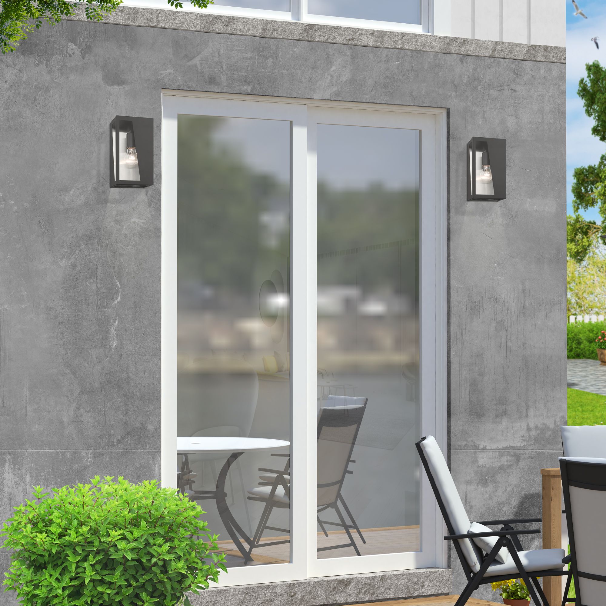 1 Light Black Outdoor Medium ADA Wall Lantern