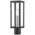 1 Light Black Outdoor Post Top Lantern with Brushed Nickel Finish Accents