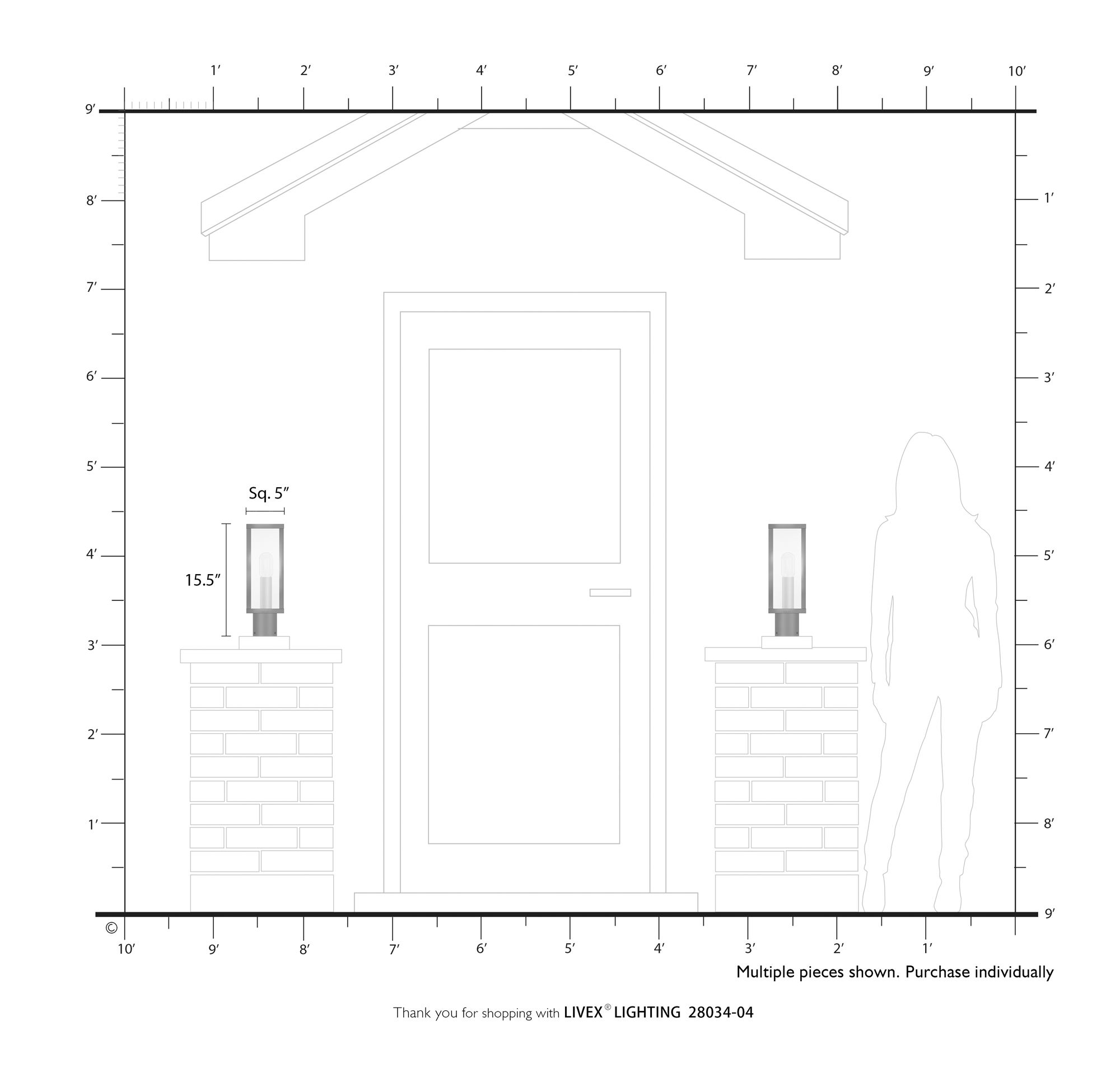 1 Light Black Outdoor Post Top Lantern with Brushed Nickel Finish Accents