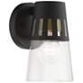 1 Light Black Outdoor Small Wall Lantern with Soft Gold Finish Accents