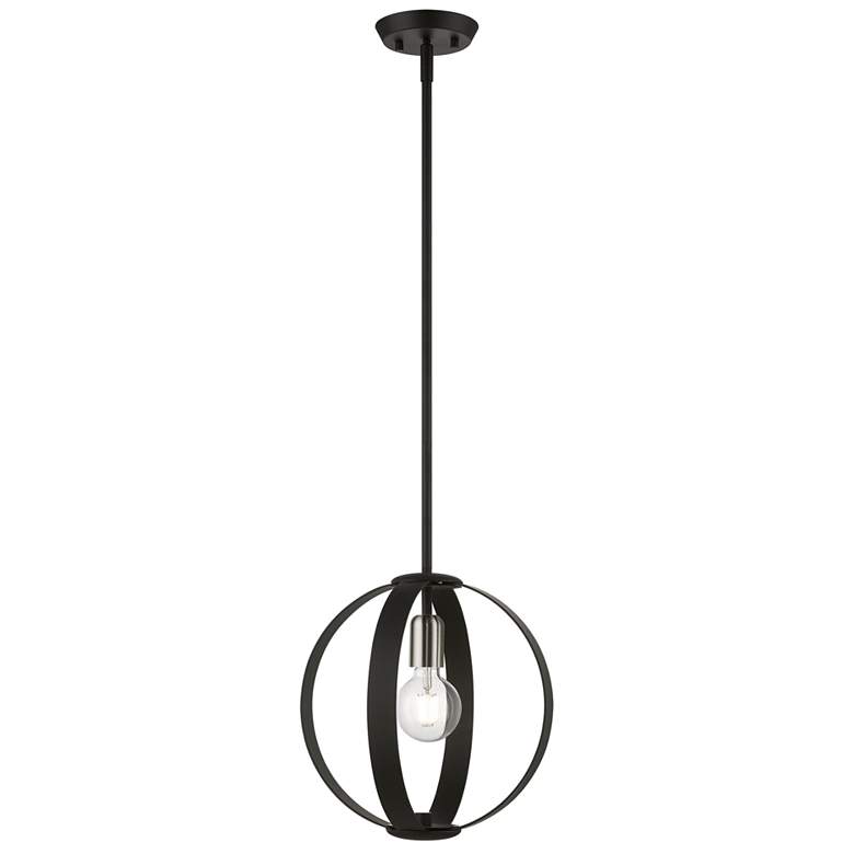 Image 1 1 Light Black Pendant with Brushed Nickel Accents