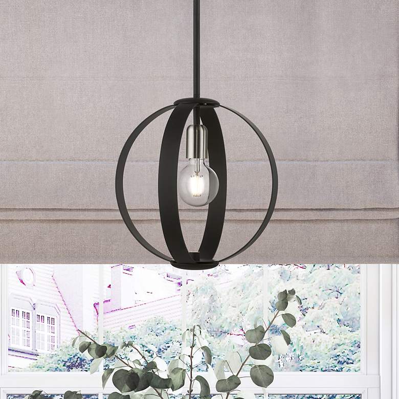Image 1 1 Light Black Pendant with Brushed Nickel Accents