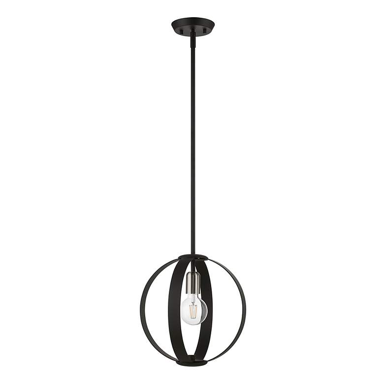Image 3 1 Light Black Pendant with Brushed Nickel Accents more views
