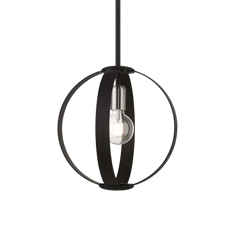 Image 4 1 Light Black Pendant with Brushed Nickel Accents more views