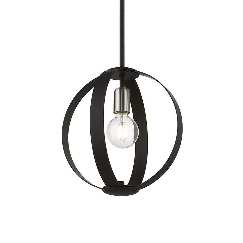 Image 5 1 Light Black Pendant with Brushed Nickel Accents more views