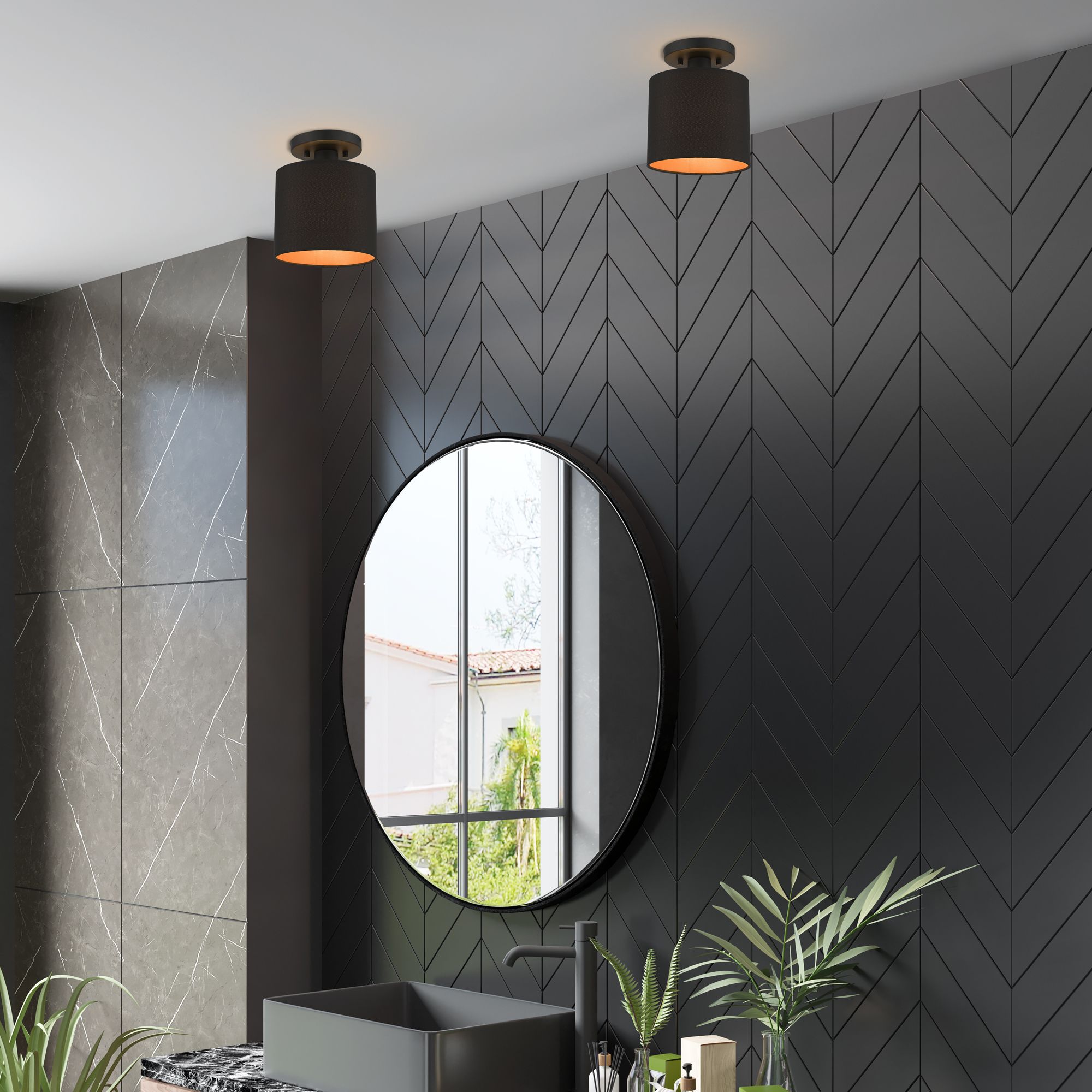 1 Light Black Petite Semi-Flush