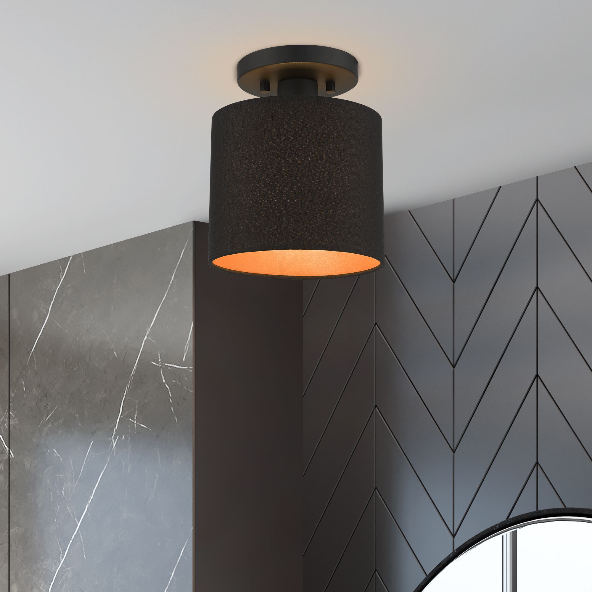 1 Light Black Petite Semi-Flush