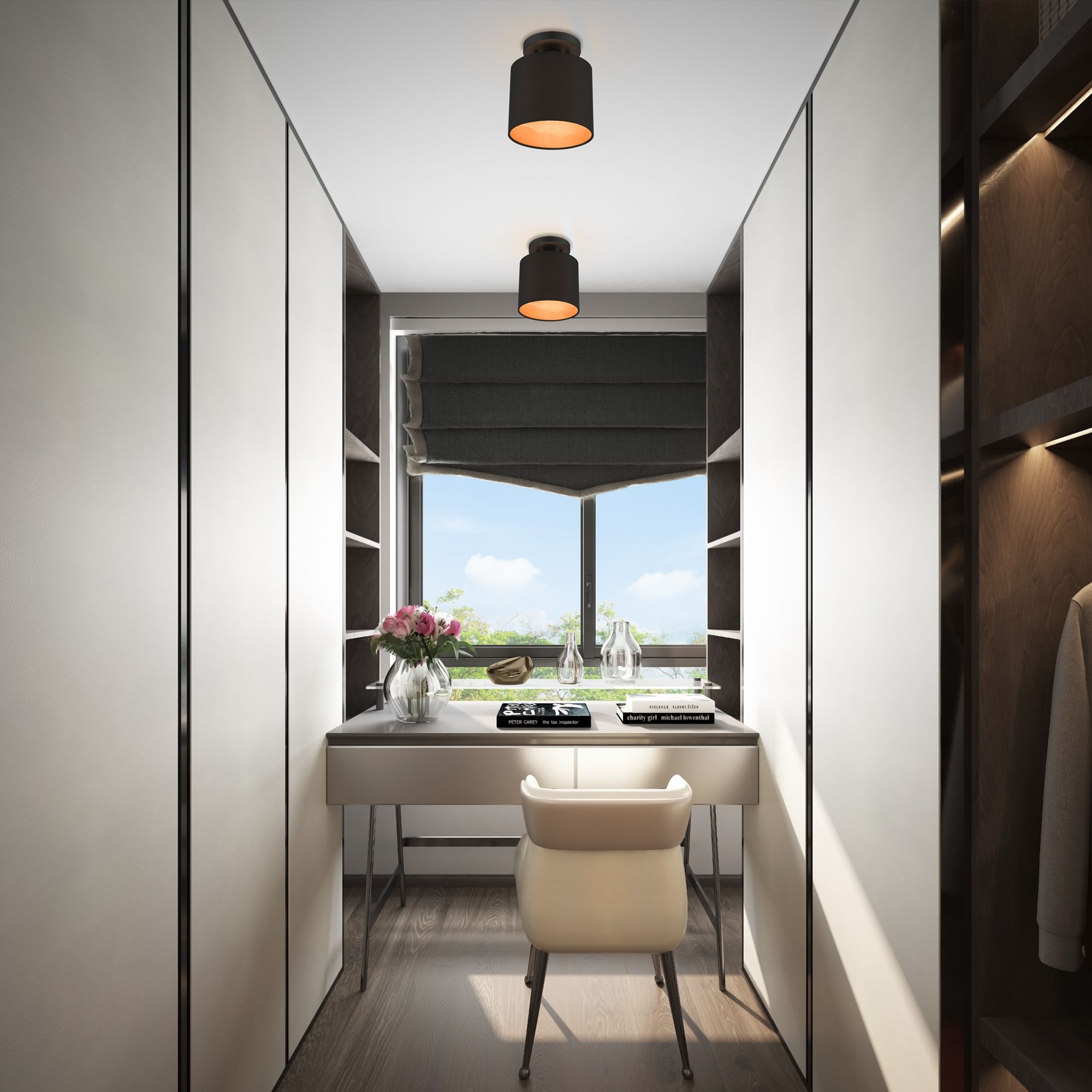 1 Light Black Petite Semi-Flush