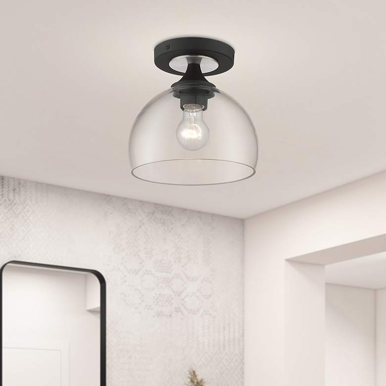 Image 1 1 Light Black Semi-Flush with Brushed Nickel Finish Accents