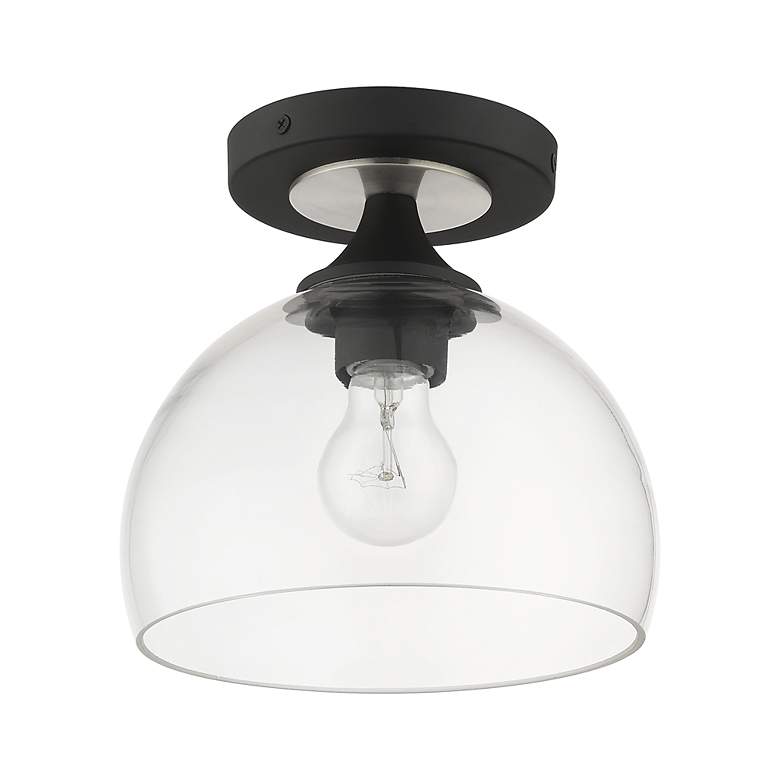 Image 3 1 Light Black Semi-Flush with Brushed Nickel Finish Accents more views