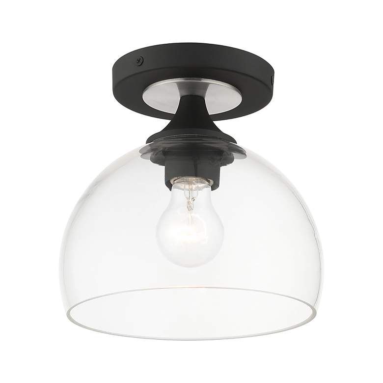 Image 4 1 Light Black Semi-Flush with Brushed Nickel Finish Accents more views