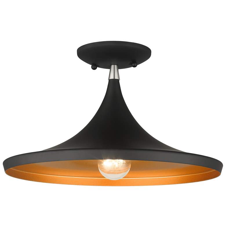 Image 1 1 Light Black Semi-Flush with Brushed Nickel Finish Accents