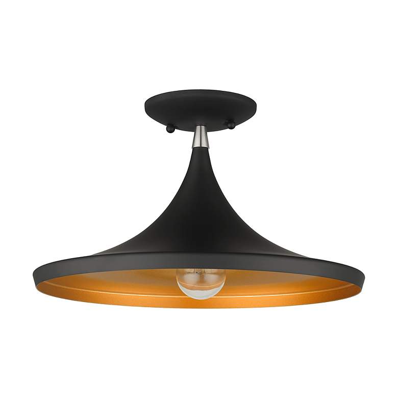 Image 3 1 Light Black Semi-Flush with Brushed Nickel Finish Accents more views