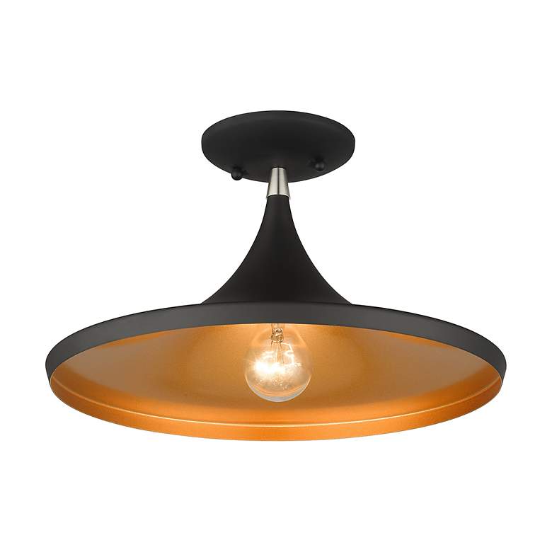 Image 4 1 Light Black Semi-Flush with Brushed Nickel Finish Accents more views