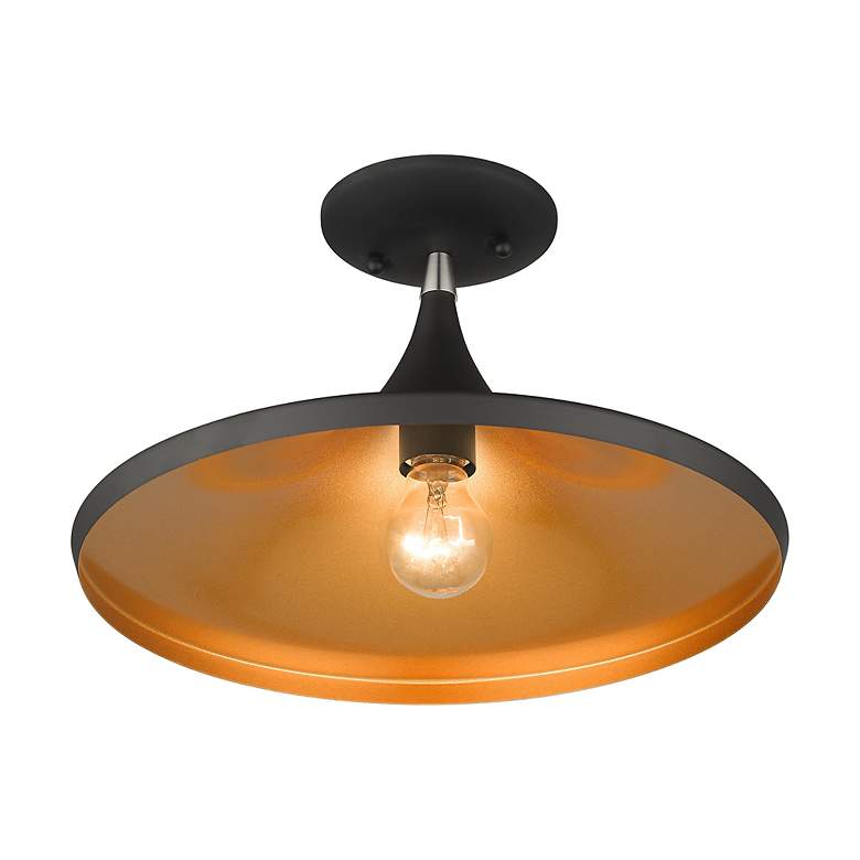 Image 5 1 Light Black Semi-Flush with Brushed Nickel Finish Accents more views