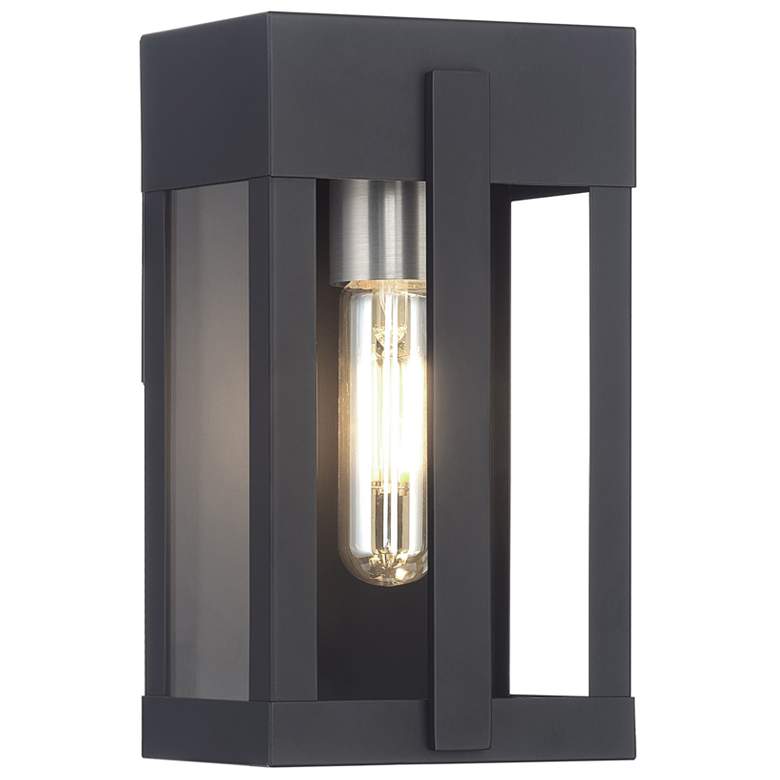 Image 1 1 Light Black Small Outdoor Wall Lantern with Clear Glass