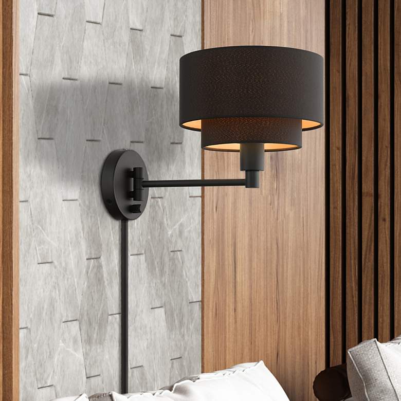 Image 1 1 Light Black Swing Arm Wall Lamp