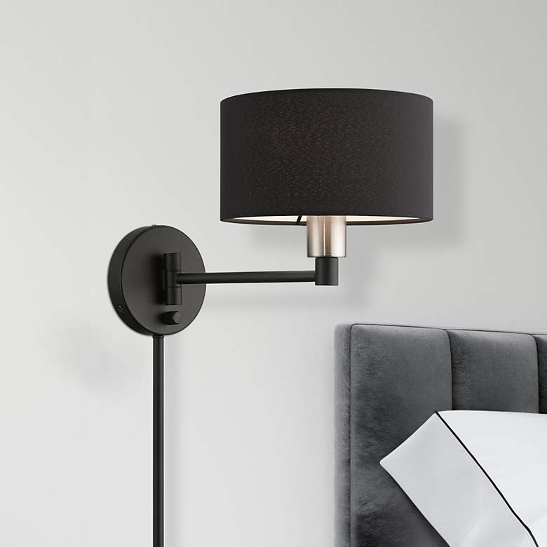 Image 1 1 Light Black Swing Arm Wall Lamp
