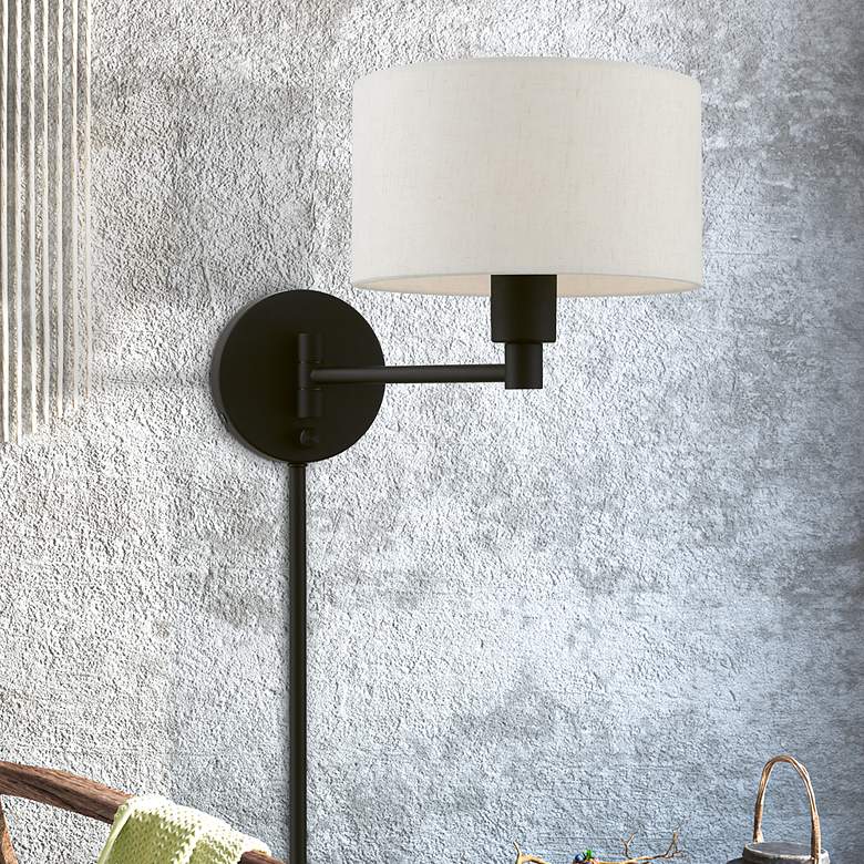 Image 2 1 Light Black Swing Arm Wall Lamp