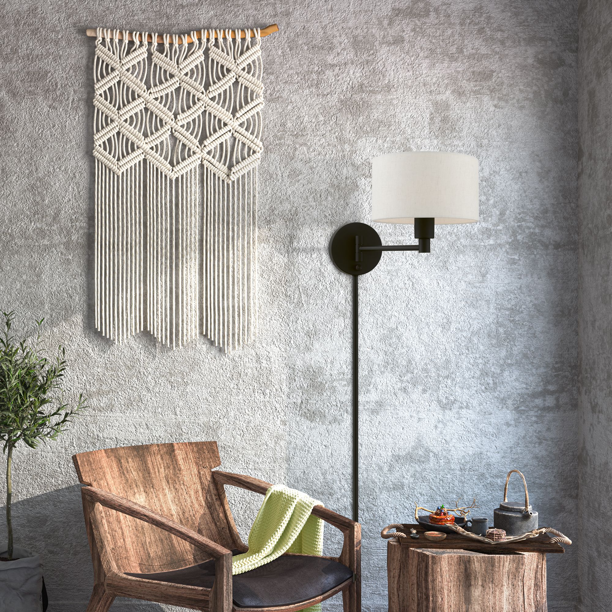 1 Light Black Swing Arm Wall Lamp in scene