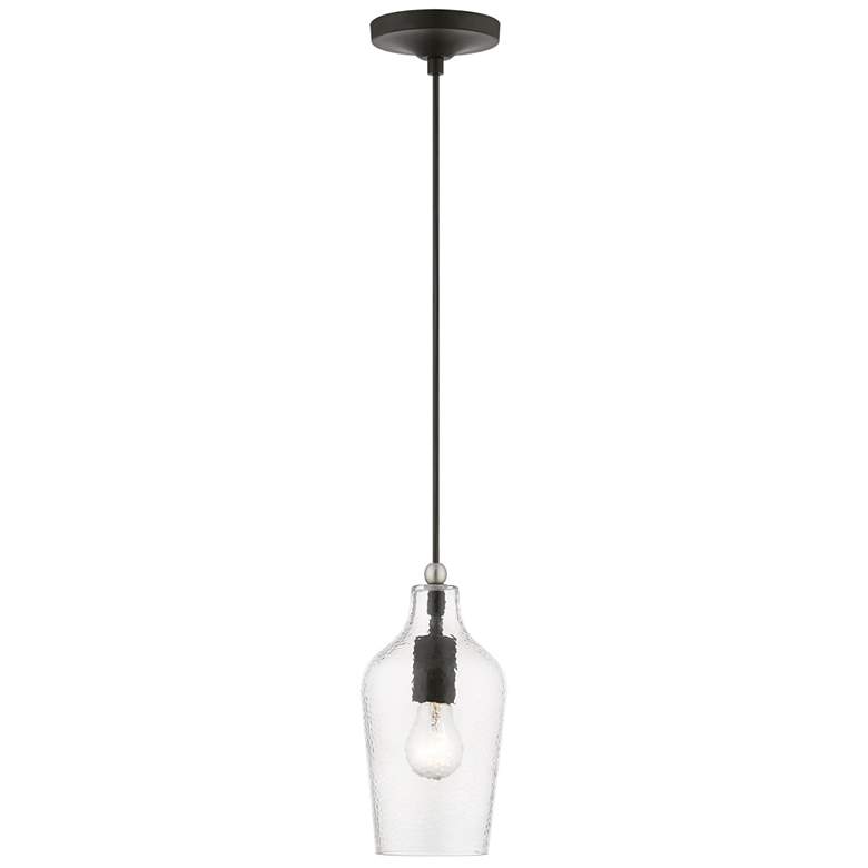 Image 2 1 Light Black with Brushed Nickel Accent Mini Pendant