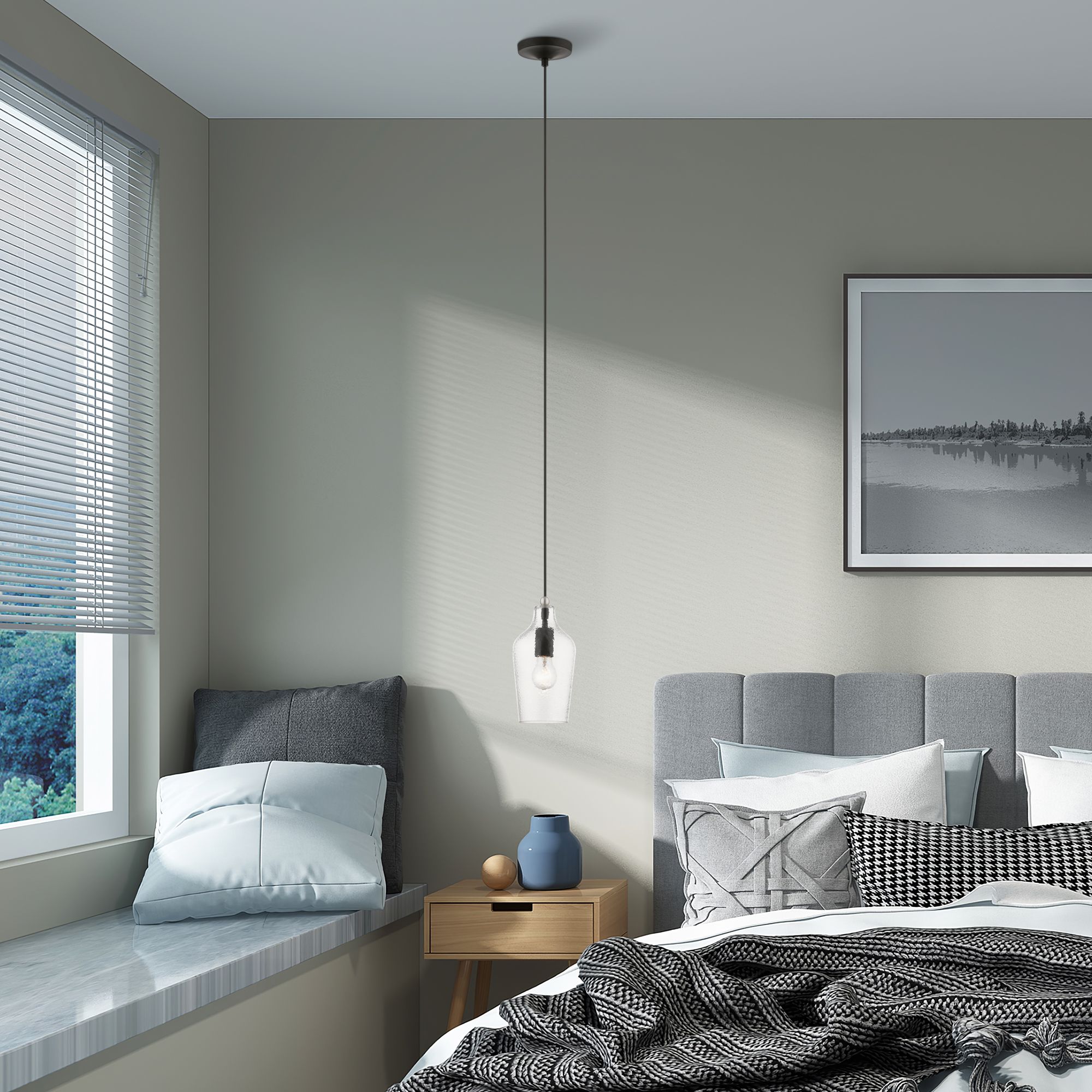 1 Light Black with Brushed Nickel Accent Mini Pendant