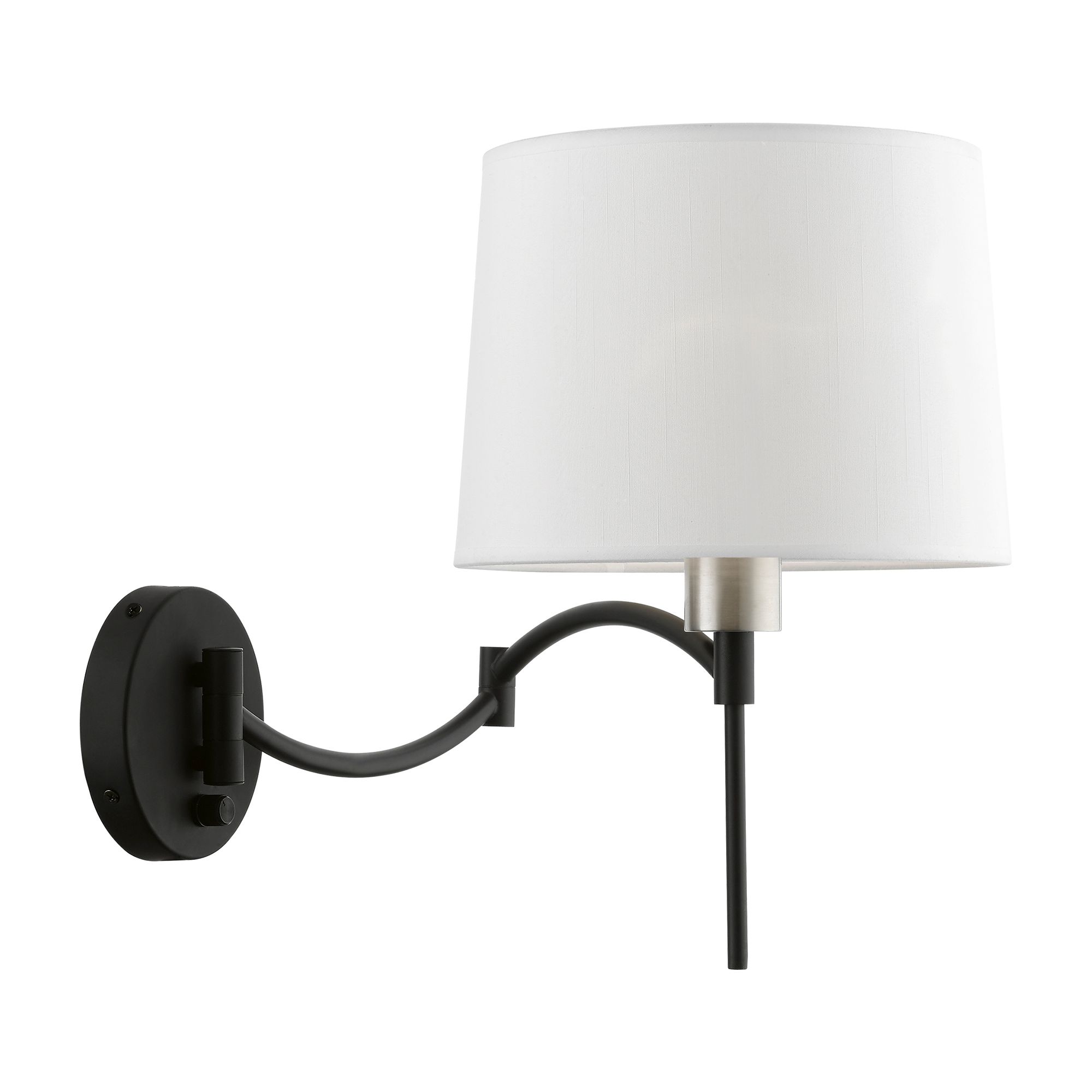 Image 5 1 Light Black with Brushed Nickel Accent Swing Arm Plug-In Wall Lamp more views