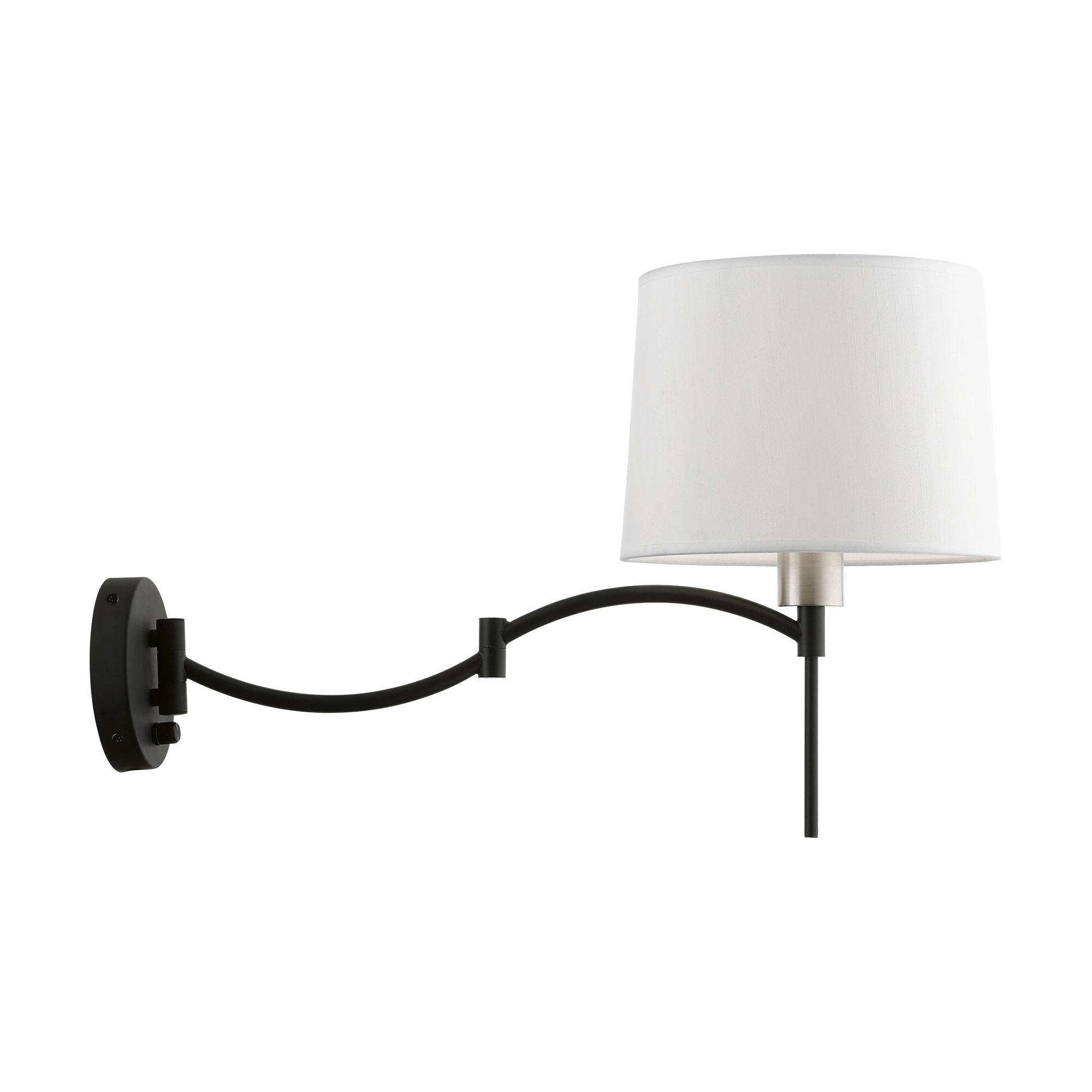 Image 6 1 Light Black with Brushed Nickel Accent Swing Arm Plug-In Wall Lamp more views