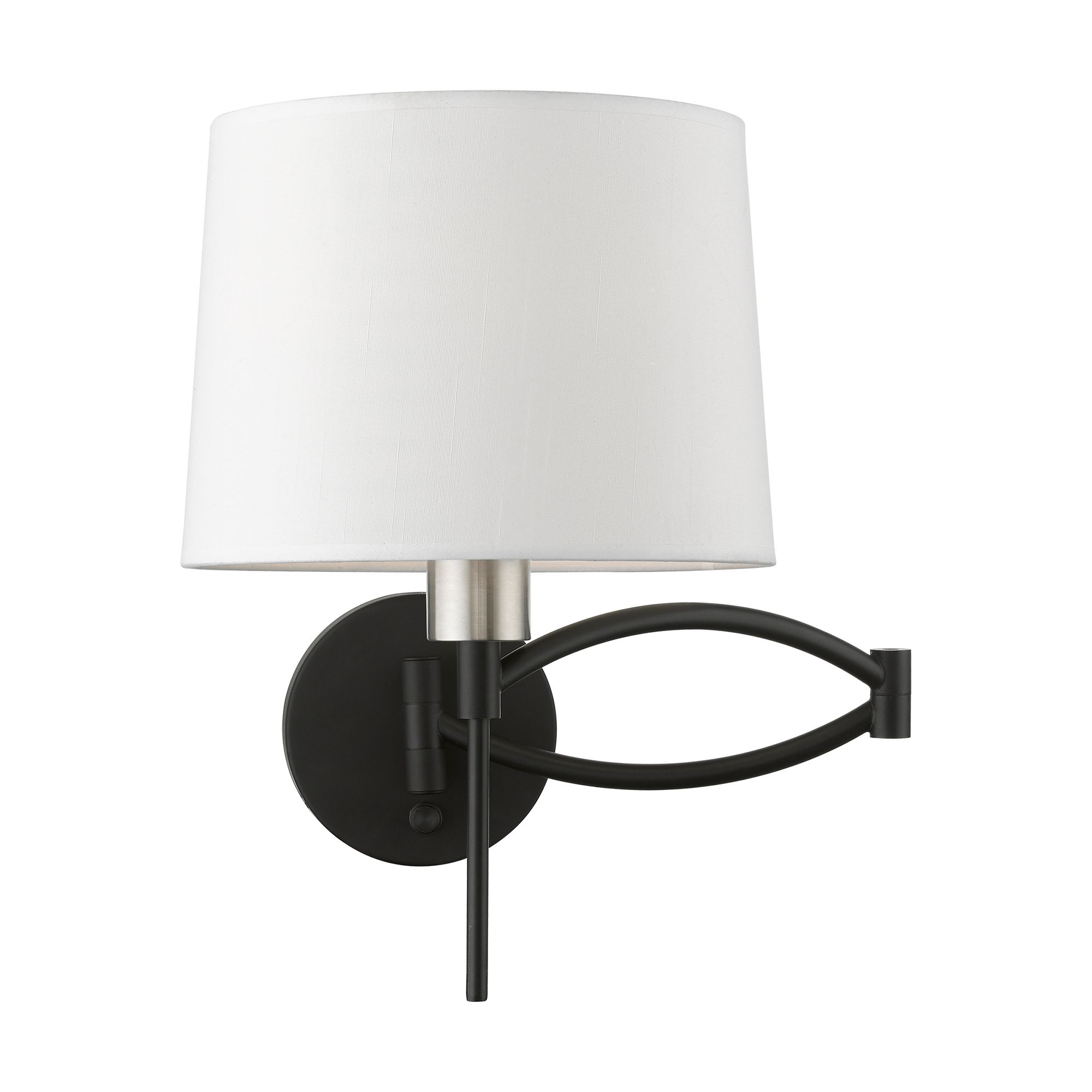 Image 7 1 Light Black with Brushed Nickel Accent Swing Arm Plug-In Wall Lamp more views