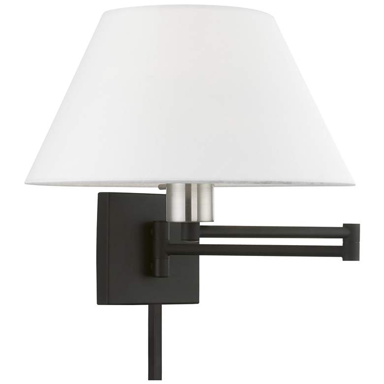 Image 2 1 Light Black with Brushed Nickel Accent Swing Arm Wall Lamp