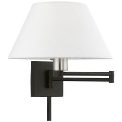 1 Light Black with Brushed Nickel Accent Swing Arm Wall Lamp