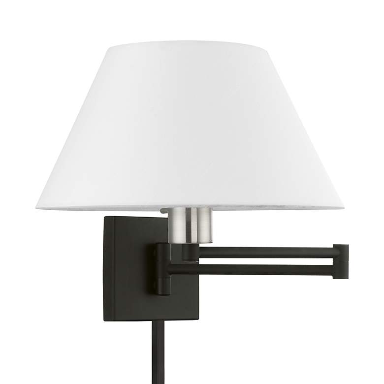 Image 3 1 Light Black with Brushed Nickel Accent Swing Arm Wall Lamp more views