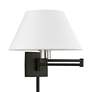 Thumbnail3 of 1 Light Black with Brushed Nickel Accent Swing Arm Wall Lamp more views