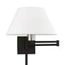 Thumbnail4 of 1 Light Black with Brushed Nickel Accent Swing Arm Wall Lamp more views