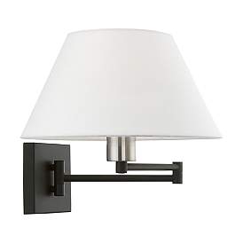 Image5 of 1 Light Black with Brushed Nickel Accent Swing Arm Wall Lamp more views