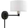1 Light Black with Brushed Nickel Accent Swing Arm Wall Lamp
