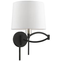 1 Light Black with Brushed Nickel Accent Swing Arm Wall Lamp