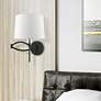 1_1 Light Black with Brushed Nickel Accent Swing Arm Wall Lamp