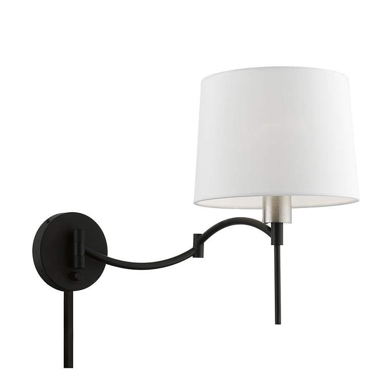 Image 4 1 Light Black with Brushed Nickel Accent Swing Arm Wall Lamp more views