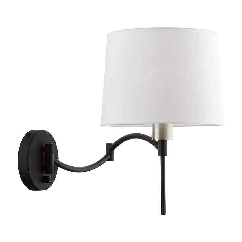 Image 5 1 Light Black with Brushed Nickel Accent Swing Arm Wall Lamp more views