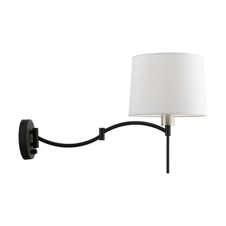 Image 6 1 Light Black with Brushed Nickel Accent Swing Arm Wall Lamp more views