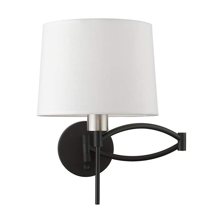 Image 7 1 Light Black with Brushed Nickel Accent Swing Arm Wall Lamp more views