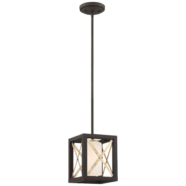 Image 1 1 Light; Boxer Mini Pendant; Matte Black with Antique Silver Accents Finish