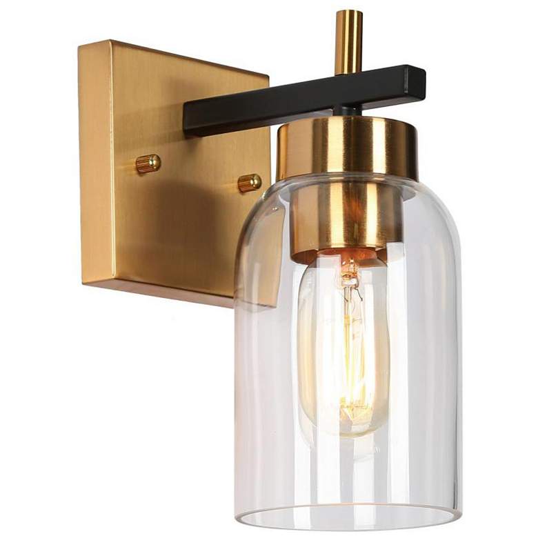 Image 1 1-Light Brass and Black Gold Wall Sconce