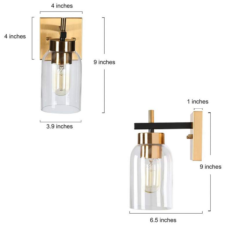Image 2 1-Light Brass and Black Gold Wall Sconce more views