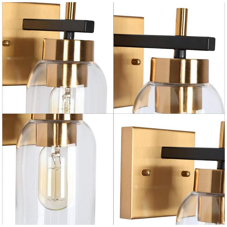 Image 3 1-Light Brass and Black Gold Wall Sconce more views