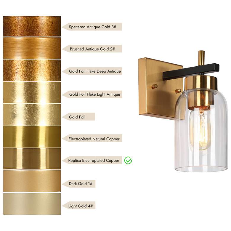 Image 4 1-Light Brass and Black Gold Wall Sconce more views